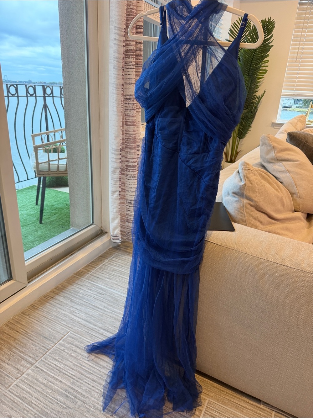 AKIRA Royal Blue Tulle Evening Gown